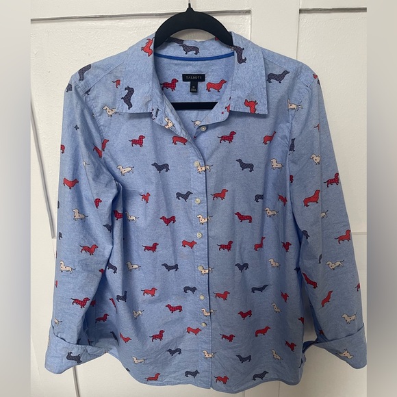 Talbots Dachshund Button Down Women’s Medium Shirt - Picture 4 of 6